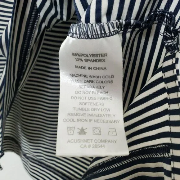 FootJoy Mens Golf Polo Size M Blue White Striped Short Sleeve Button LOGO - Picture 5 of 9